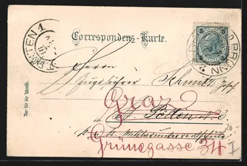 AK Brünn, Thomaskirche und Strassenbahn