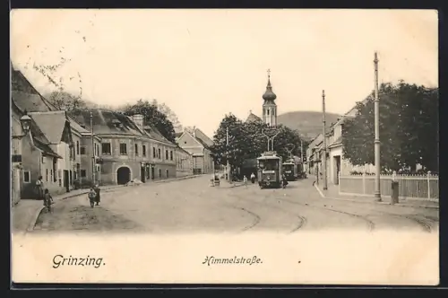 AK Wien-Grinzing, Strassenbahnen auf der Himmelstrasse