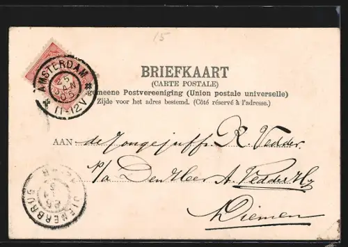 AK Amsterdam, Damrak, Strassenbahn