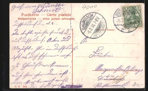 AK Düsseldorf, Haus des Berliner Tageblatt in der Schadow-Strasse mit Strassenbahn