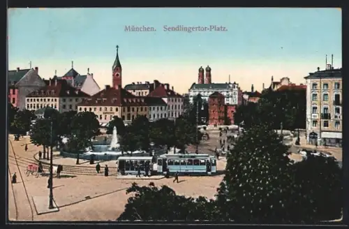 AK München, Sendlingertor-Platz mit Strassenbahn