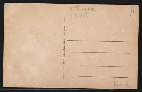 AK Mainz, Totalansicht und Strassenbrücke über den Rhein mit Strassenbahn