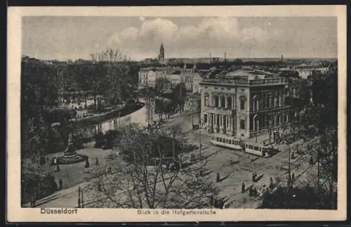 AK Düsseldorf, Hofgartenstrasse mit Strassenbahn