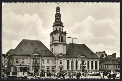 AK Mannheim, Altes Rathaus mit Strassenbahn