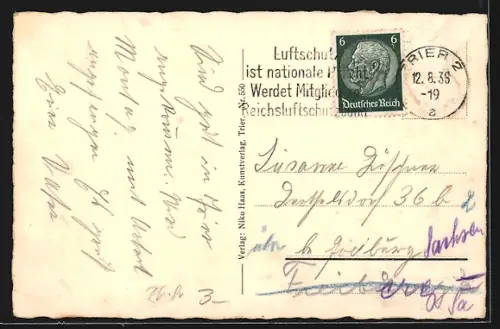 AK Trier, Porta Nigra und platz mit Strassenbahn