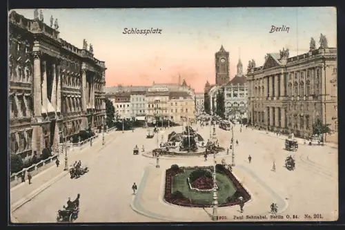 AK Berlin, Schlossplatz mit Strassenbahn
