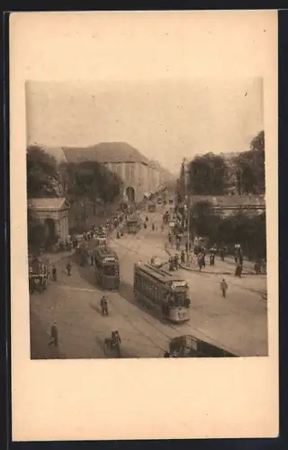 AK Berlin, Potsdamer Platz mit Strassenbahn