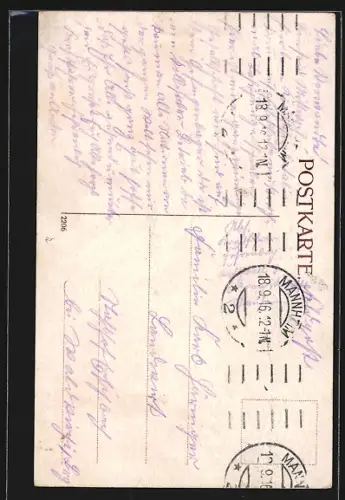 AK Mannheim, Planken mit Strassenbahn