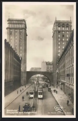 AK Stockholm, Kungsgatan med Kungstornen, Strassenbahn