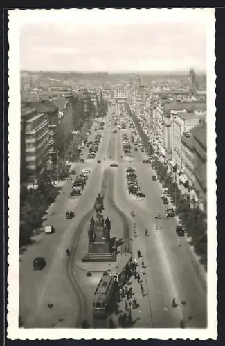 AK Praha, Václavské námestí, Strassenbahn