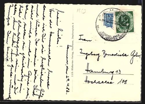 AK Hannover, Blick vom Europahaus auf Cafe am Kröpcke und Opernhaus mit Strassenbahn