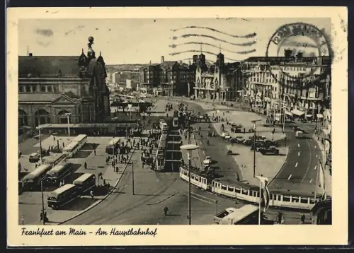 AK Frankfurt am Main, Am Hauptbahnhof mit Strassenbahn