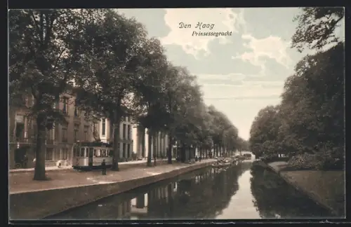 AK Den Haag, Prinsessegracht, Strassenbahn