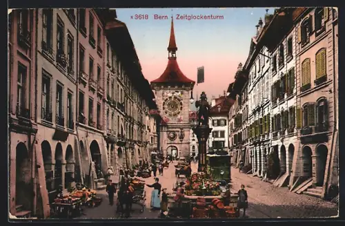 AK Bern, Strassenbahn am Zeitglockenturm