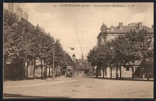 AK Saint-Étienne /Loire, Avenue Denfert Rochereau, Strassenbahn