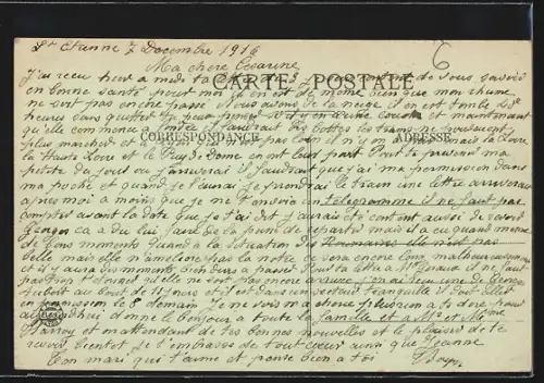 AK Saint-Étienne, Rue Gambetta, Strassenbahn