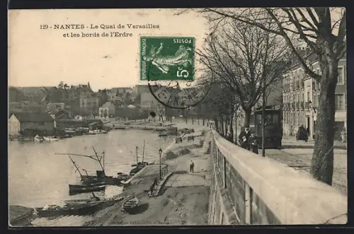 AK Nantes, Le Quai de Versailles et les bords de l`Erdre, Strassenbahn