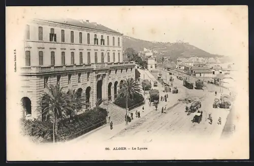 AK Alger, Le Lycée, Strassenbahn