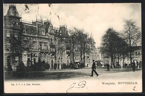 AK Rotterdam, Westplein, Strassenbahn