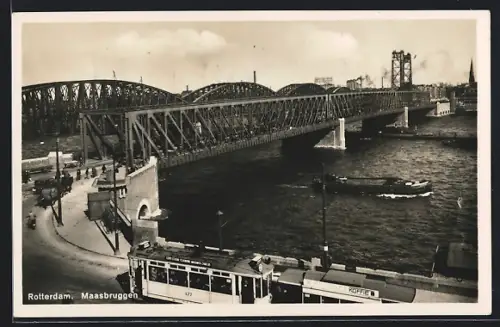AK Rotterdam, Maasbruggen, Strassenbahn