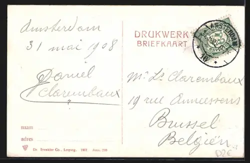 AK Amsterdam, Blauwbrug, Strassenbahn