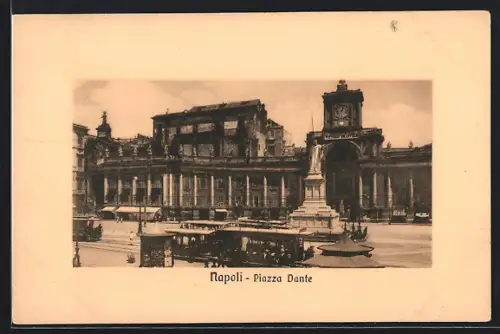 AK Napoli, Piazza Dante, Strassenbahn