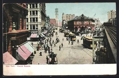 AK New York, Herald Square, Strassenbahn
