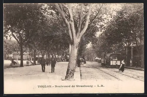 AK Toulon, Boulevard de Strasbourg, Strassenbahn