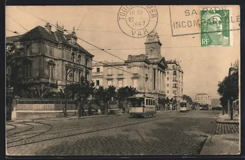AK Toulon, Boulevard de Strasbourg, Strassenbahn