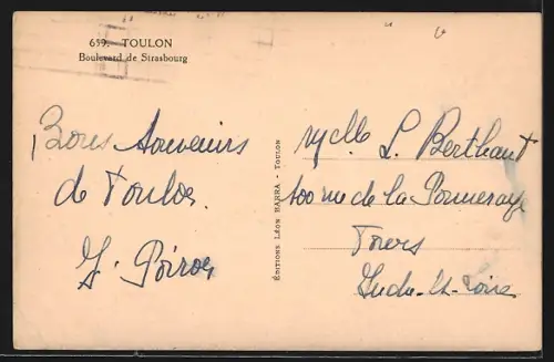 AK Toulon, Boulevard de Strasbourg, Strassenbahn