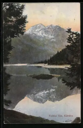 AK Tarvis, Blick über den Raibler See auf die Berge