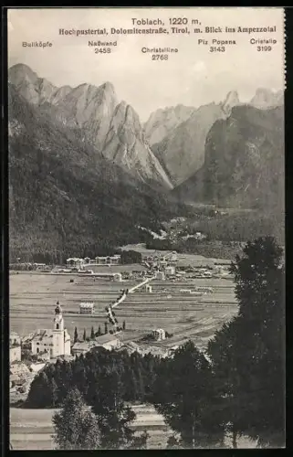 AK Toblach /Hochpustertal, Dolomitenstrasse mit Blick ins Ampezzotal