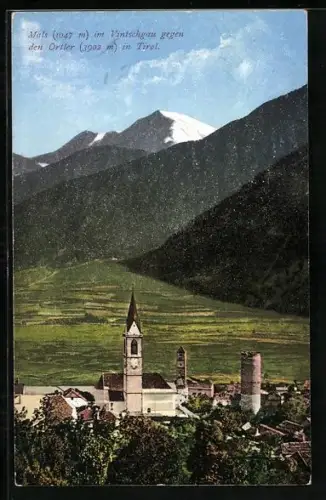 AK Mals, Ortsansicht mit Kirche