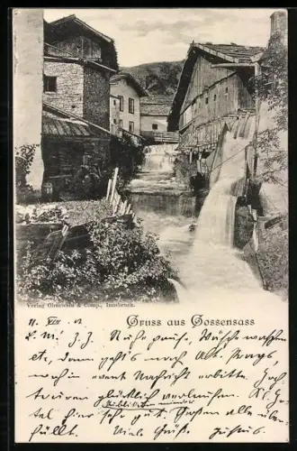 AK Gossensass, Ortspartie mit Fluss
