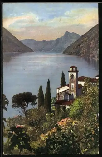 AK Photochromie NR 4589: Oria e Monte S. Salvatore, Lago di Lugano