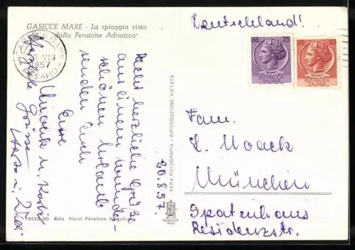 AK Gabicce Mare, La spiaggia vista dalla Pensione Adriatica