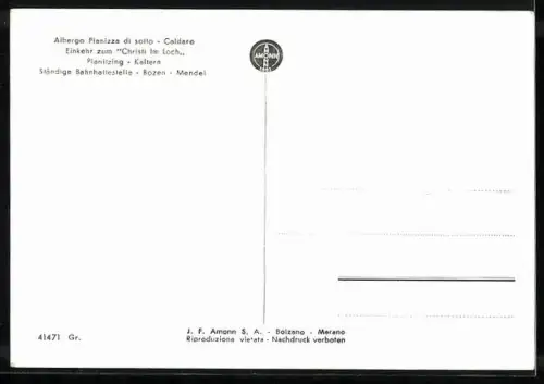 AK Planitzing /Kaltern, Gasthaus zum Christi im Loch