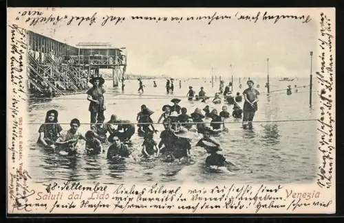 AK Venezia, Lido, Männer und Frauen beim Baden