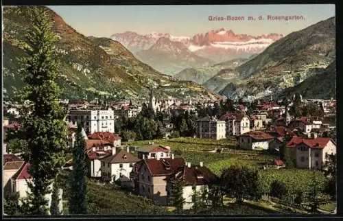 AK Gries-Bozen, Teilansicht mit dem Rosengarten