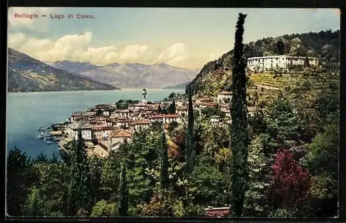 AK Bellagio /Lago di Como, Panorama mit Bergen