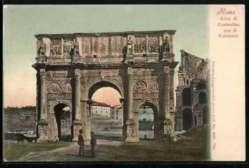 AK Roma, Arco di Costantino con il Colosseo