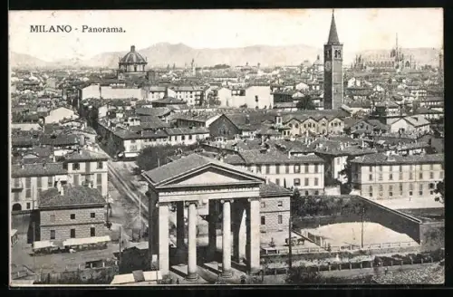 AK Milano, Panorama mit Strassenpartie