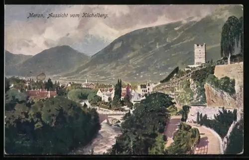 Künstler-AK Meran, Aussicht vom Küchelberg
