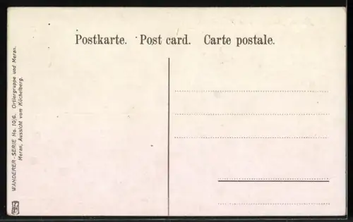 Künstler-AK Meran, Aussicht vom Küchelberg