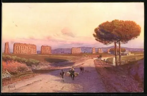 Künstler-AK Roma, La Via Appia