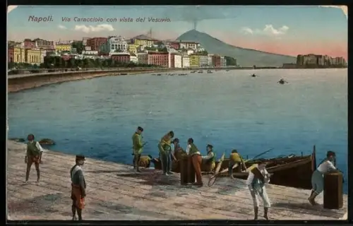 AK Napoli, Via Caracciolo con vista del Vesuvio