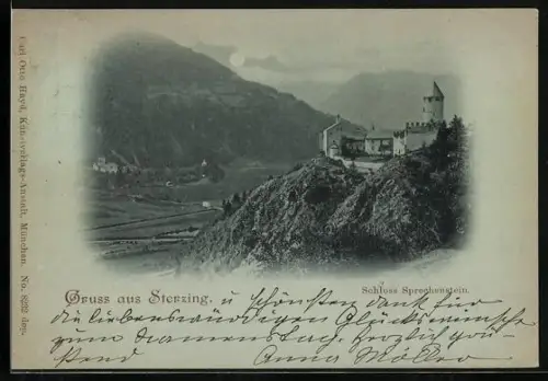 Mondschein-AK Sterzing, Schloss Sprechenstein