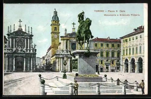 AK Torino, Piazza S. Carlo & Monumento a Emanuele Filiberto