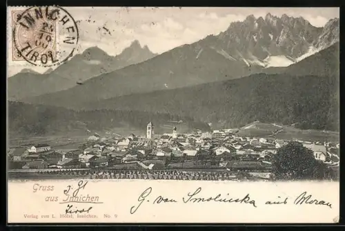 AK Innichen, Teilansicht mit Bergen