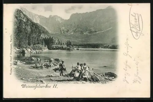 AK Tarvis, Weissenfelser See, Leute in TRachten